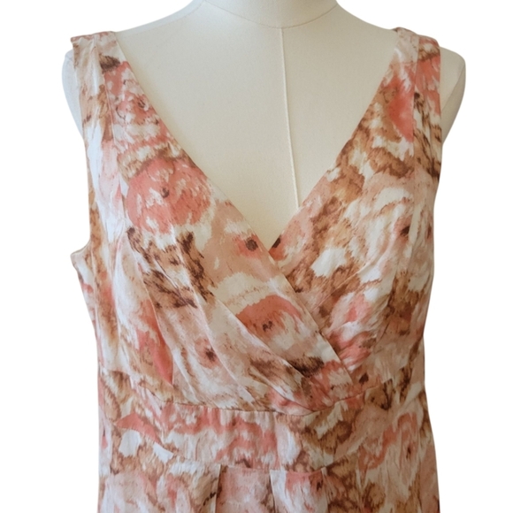 Lands End Peach Floral Sleeveless Cotton Dress Size 10 - Picture 2 of 5